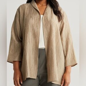 NWT Eileen Fisher Crinkled Tencel Shawl High Collar Jacket • 3XL • Briar